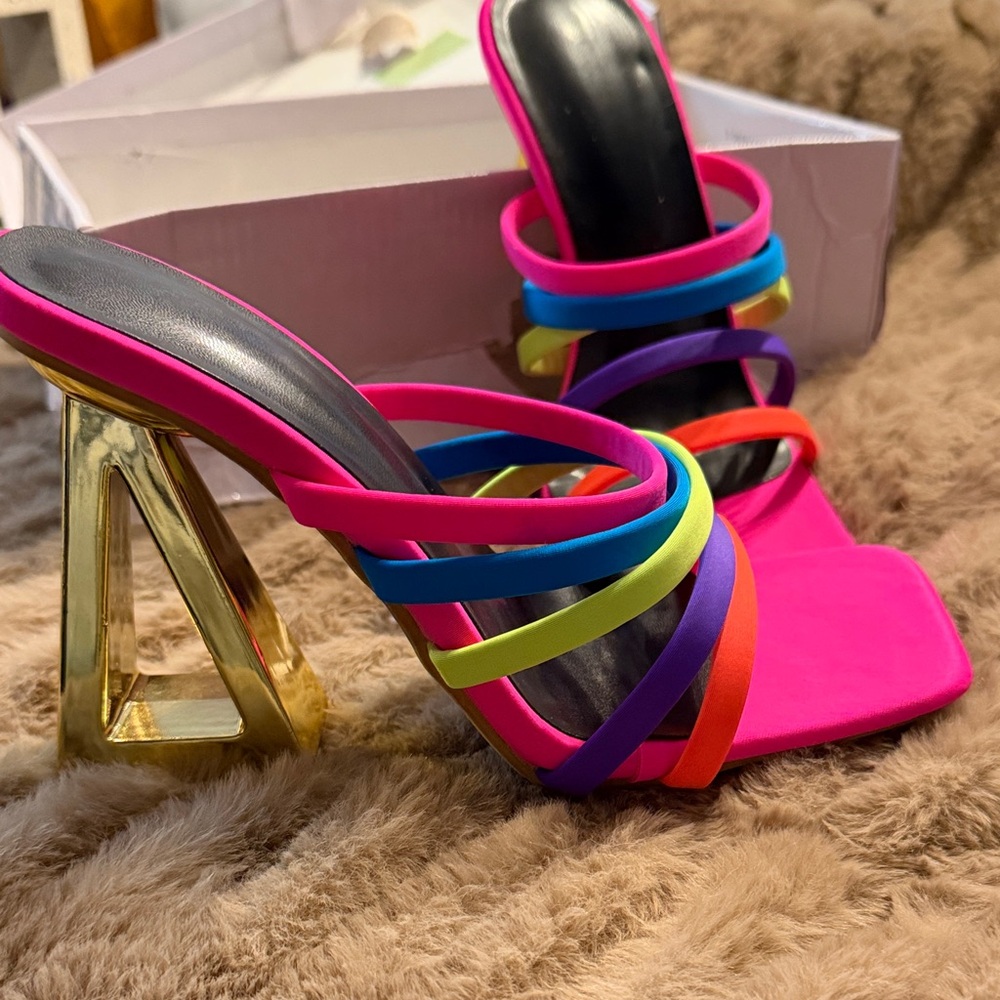 Vibrant Multicolor Strappy Heels